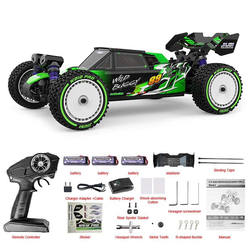 JIUSI WB12 PRO 1/12 Racing Car 4WD High Speed 80KM/H Brushless Remote Control Car Off-road Competitive Drift RC Car Toy Kid Gift