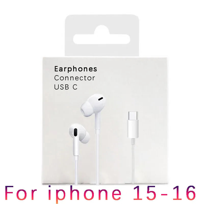 Wired Earphones Type c Earbuds for Apple Lightning Headphones with Line Iphone 5 6 8 7 Plus X XS MAX XR 10 11 12 13 14 Pro 15 16