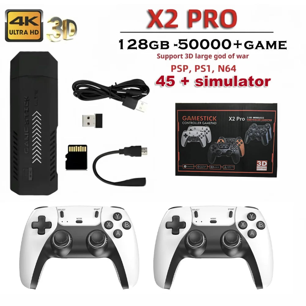 X2PRO Retro Game console 4K 3D Game arcade wireless retro TV Home game console Support 2/4 players For PSP PS1 GBA Game X2 ultra
