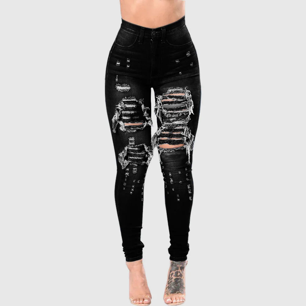 Women's Ripped Jeans Distressed Denim Pants Embroidered Tall Girl Stretch Skinny Hole Boyfriend Mexico Brazil Style