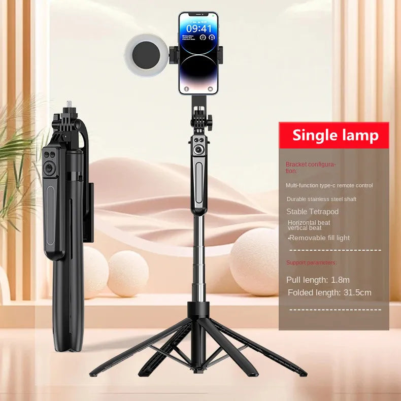 Portable camera tripod with wireless remote control and 360 ° rotation for video recording video recording and live streaming 