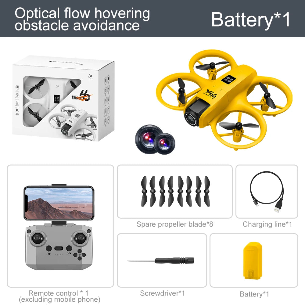 V66 Mini Drone 4K Profesional Dual Camera Headless Mode Obstacle Avoidance WiFi FPV Dron 360° Flip RC Quadcopter Toys for Kids