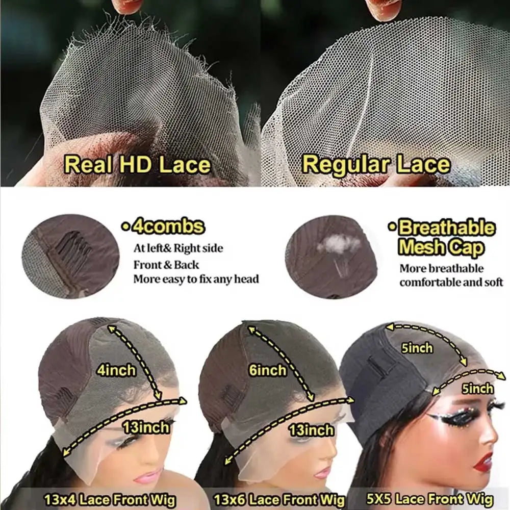 Curly Deep Wave 13x4 13x6 HD Lace Front Wig Pre Plucked 200% Density Water Wave 5x5 Glueless Wigs Human Hair For Black Women