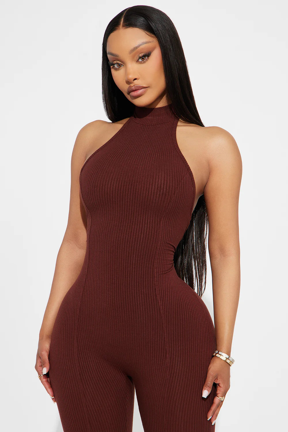 Rubi Ribbed Jumpsuit - Chocolate
