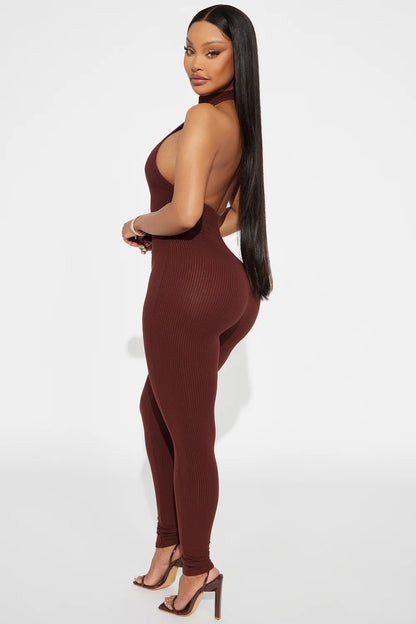 Rubi Ribbed Jumpsuit - Chocolate