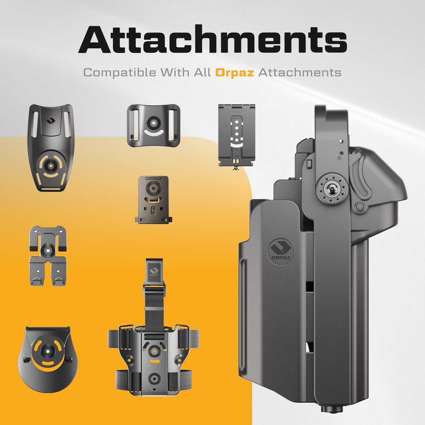 Orpaz T40 Light-Bearing Holster – Universal OWB Tactical Holster Level 3 Security, Compatible w/Most Pistol Lights, Optics-Ready, Adjustable, Fits Most Pistols