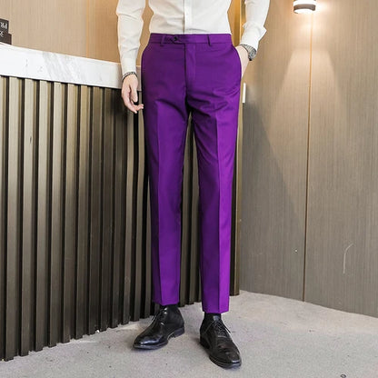 2026 Men Blue Suit Pants,  Formal Slim Dress Trousers, Red Green Black White Pantalones Hombre, Asian Size Man Slacks,M-5XL 6XL