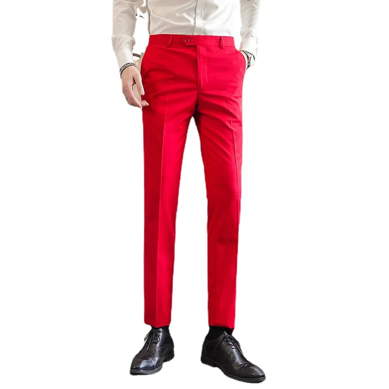 2026 Men Blue Suit Pants,  Formal Slim Dress Trousers, Red Green Black White Pantalones Hombre, Asian Size Man Slacks,M-5XL 6XL
