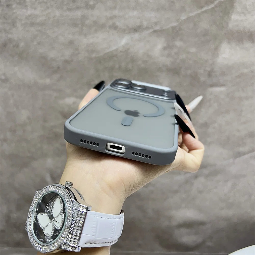 Matte Magnetic Translucent  Wireless Charge Phone Case For iPhone 17 Air 16 Plus 15 14 13 12 11 17 Pro Max for Magsafe Cover