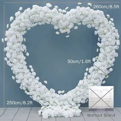 Luxury Red Rose Floral Arrangement Cloth Base Heart-Shaped Frame Arch Wedding Backdrop Decor Window Display Props A8869