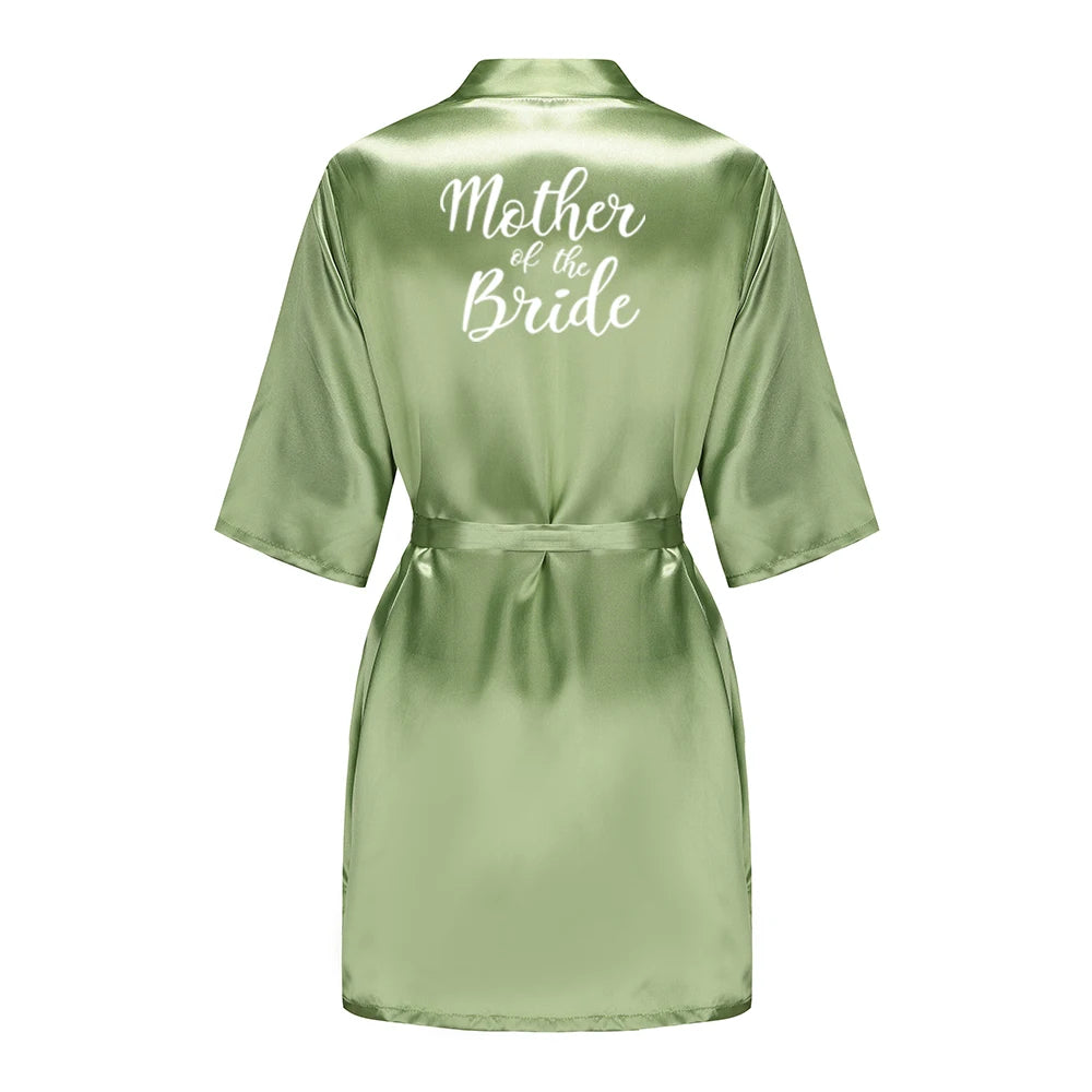 Satin Silk Robes Plus Size Wedding Bathrobe Bride Bridesmaid Mother Maid of Honor Gown Women Clothing Sleepwear Sage Green