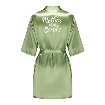 Satin Silk Robes Plus Size Wedding Bathrobe Bride Bridesmaid Mother Maid of Honor Gown Women Clothing Sleepwear Sage Green