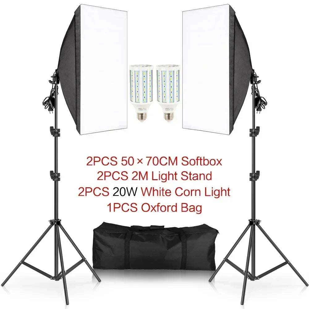 Softbox Light Photography Kit Photo 2M Tripiod for Soft Box Disc Light Led 45W Photo Studio Stand Lighting Shooting Lamp Video