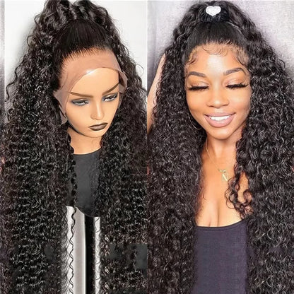 250% Density Brazilian Raw 30 32 inch 13x6 HD Lace Front Human Hair Wigs Deep Wave 13x4 Frontal Wigs Curly Glueless Closure Wigs