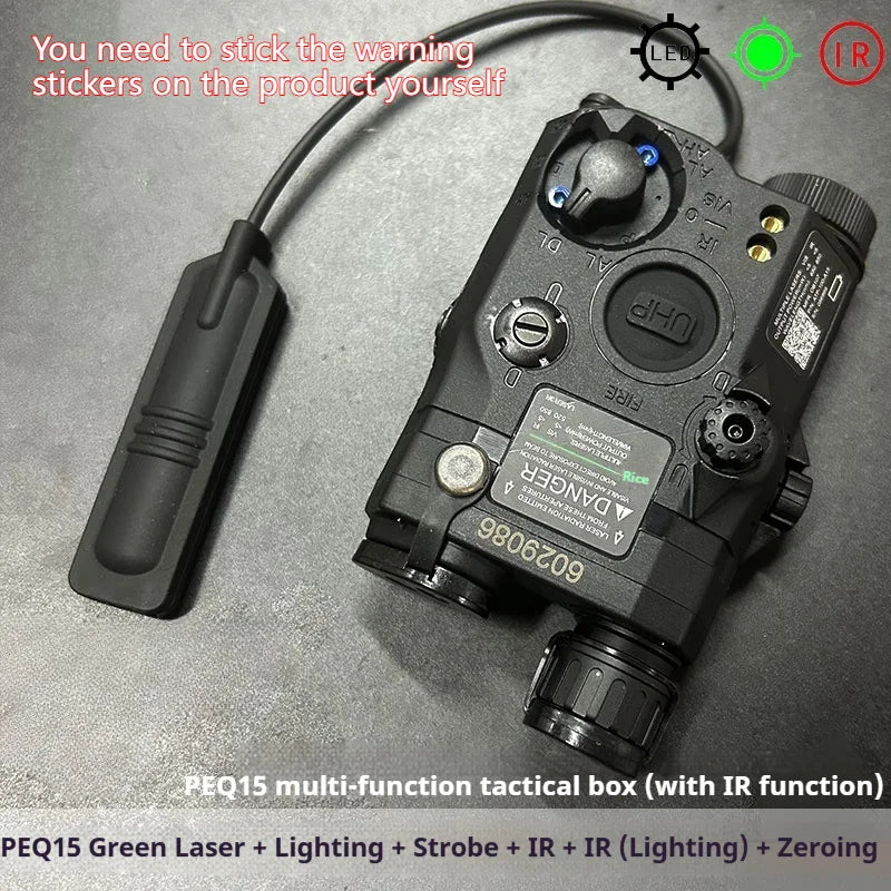 Tactical Airsoft PEQ-15 PEQ15 LA5C Red Dot Green Blue IR Fill Light Laser Indicator Weapon Scout Light LED Strobe Flashlight PEQ