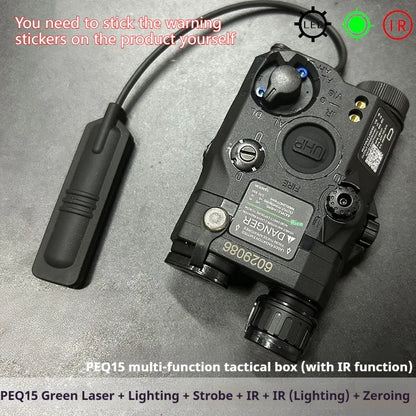 Tactical Airsoft PEQ-15 PEQ15 LA5C Red Dot Green Blue IR Fill Light Laser Indicator Weapon Scout Light LED Strobe Flashlight PEQ