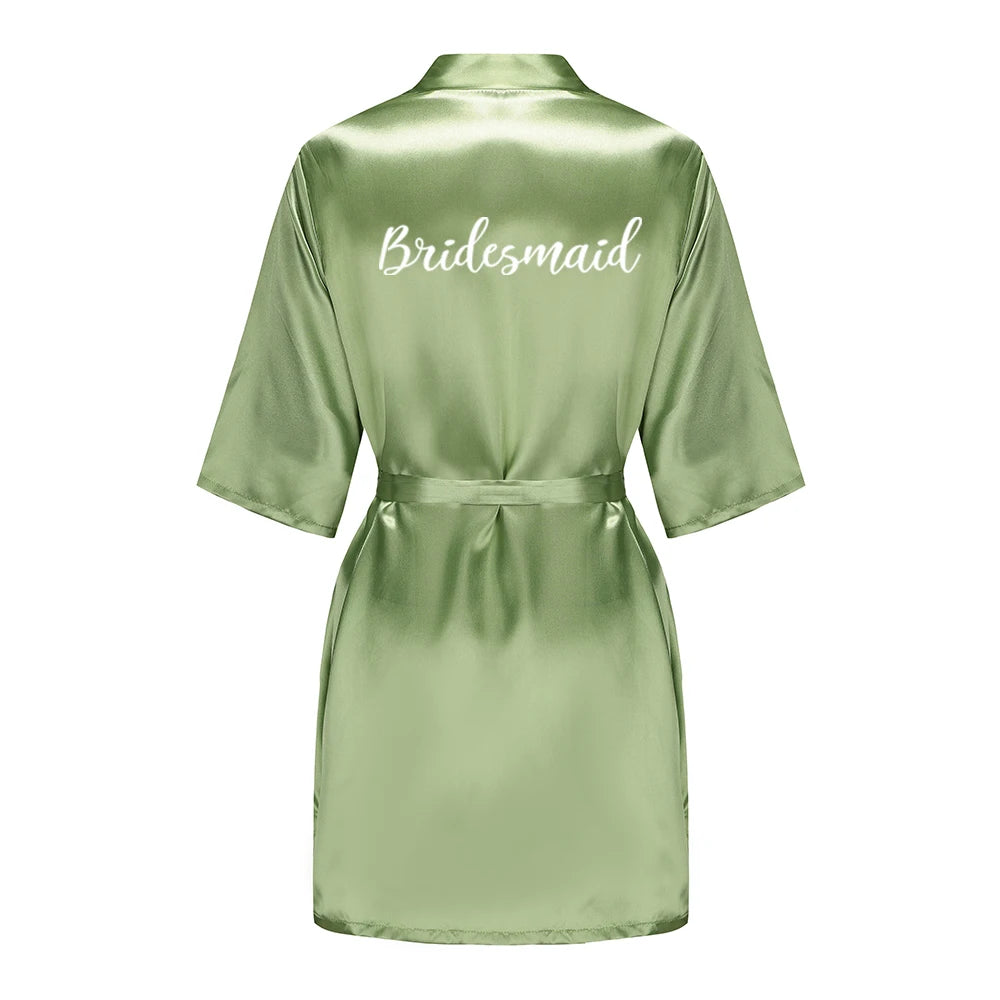 Satin Silk Robes Plus Size Wedding Bathrobe Bride Bridesmaid Mother Maid of Honor Gown Women Clothing Sleepwear Sage Green