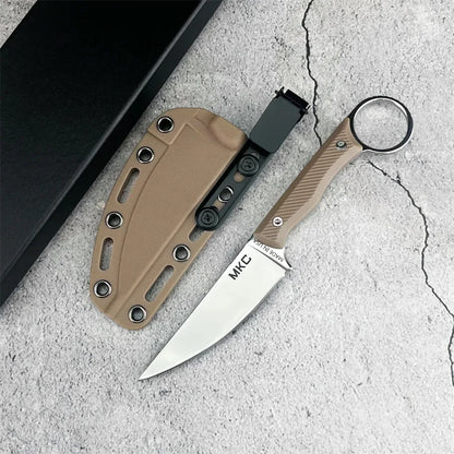 MKC Fixed Blade Knife Camping Outdoor Survival Straight Knife EDC Mountaineering Hiking Jungle Multi-purpose Tool with K Sheath