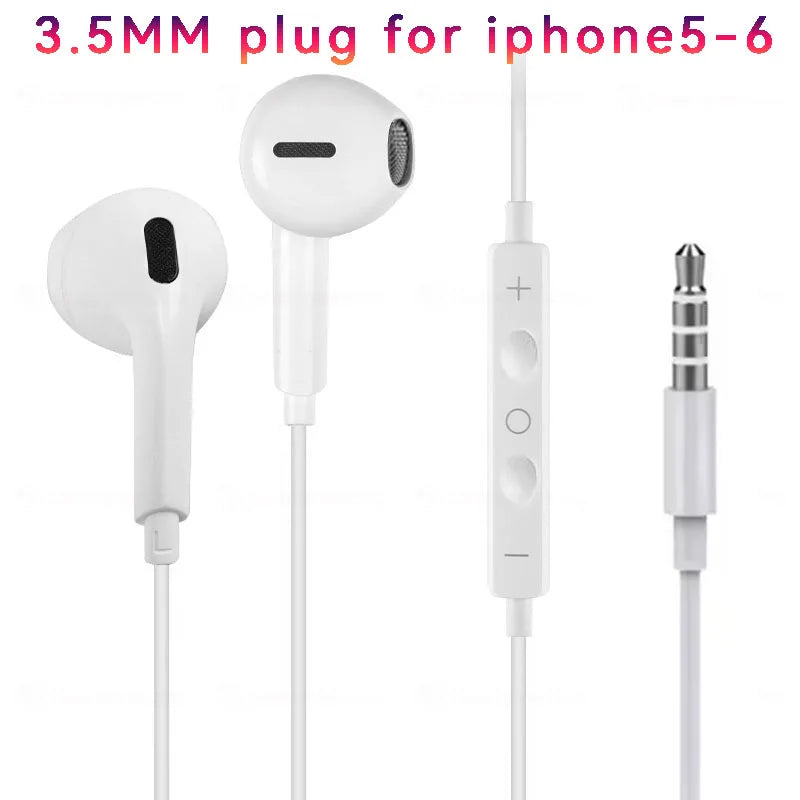 Wired Earphones Type c Earbuds for Apple Lightning Headphones with Line Iphone 5 6 8 7 Plus X XS MAX XR 10 11 12 13 14 Pro 15 16