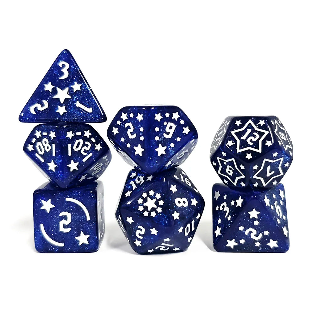 7Pcs/set Dungeons and Dragons Acrylic Beautiful Stars Dice Set for Home Club KTV Entertainment Accessory