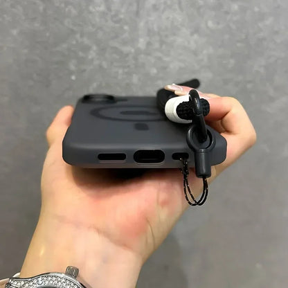 For Magsafe Candy Color Contrast Lanyard Case For iPhone 16 15 17 Pro Max 14 Plus 11 12 13 16e Hand Wrist Strap Matte Soft Cover