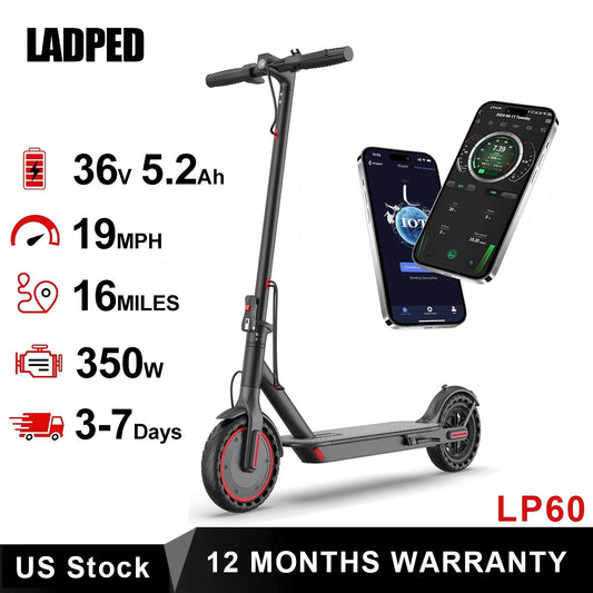 AOVOPRO LADPED LP60 Electric Scooter 350W 19mph Max Speed 8.5inch tire Folding Electric Scooter 16miles Max Range for Adult