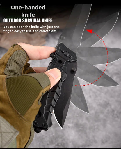 Multi functional outdoor camping knife with safety lock, foldable blade and sharp pocket tactical knife, suitable for fishing