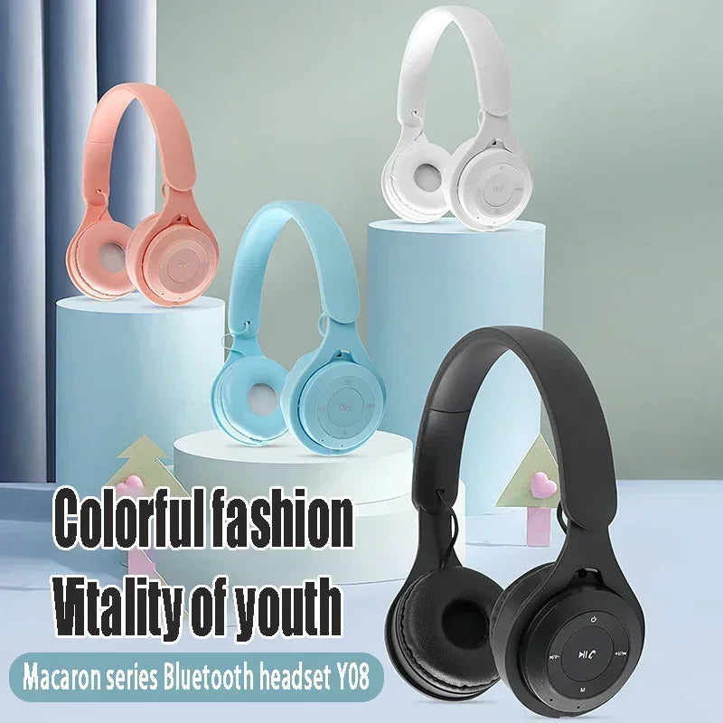 Bluetooth 5.0 Stereo Y08 Headset Headset Folding Wireless Sports Earphone Gaming Headsets Over-ear Headphones for Android ios