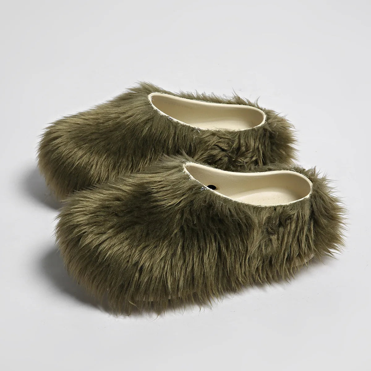 Modern Slippers Women's Faux Fur Adult Platform Mule Shoes Thick Sole Slides