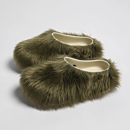Modern Slippers Women's Faux Fur Adult Platform Mule Shoes Thick Sole Slides