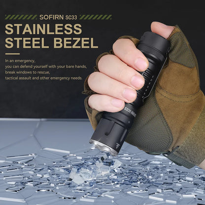 Sofirn SC33 XHP70.3 HI LED Flashlight Tactical 5200lm Powerful 21700 USB C Rechargeable Torch with Tail E-switch Outdoor Light