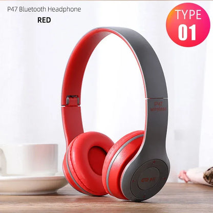 P47 Wireless Headphones Bluetooth 5.0 Earphones Foldable HIFI Stereo Bass for Music Gaming Kid Girl Earphone for iPhone XiaoMi
