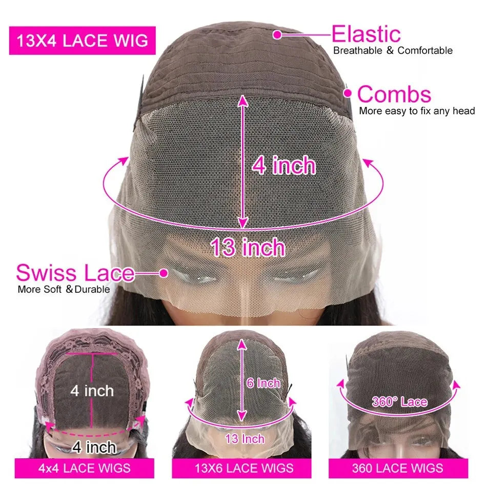 Dark Blue 13x4 HD Lace Front Human Hair Wigs For Women Pre Plucked Blue Body Wave Transparent Lace Frontal Wigs 100% Human Hair