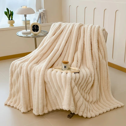Solid Thickened Wide Striped Flannel Multifunctional Blanket, Can Be Used As Bed Sheet Cover Blanket, Sofa Blanket,nap Blanket