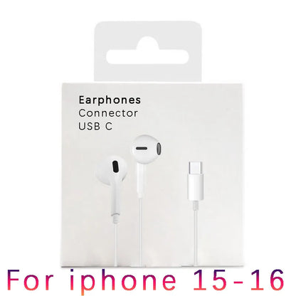 Wired Earphones Type c Earbuds for Apple Lightning Headphones with Line Iphone 5 6 8 7 Plus X XS MAX XR 10 11 12 13 14 Pro 15 16