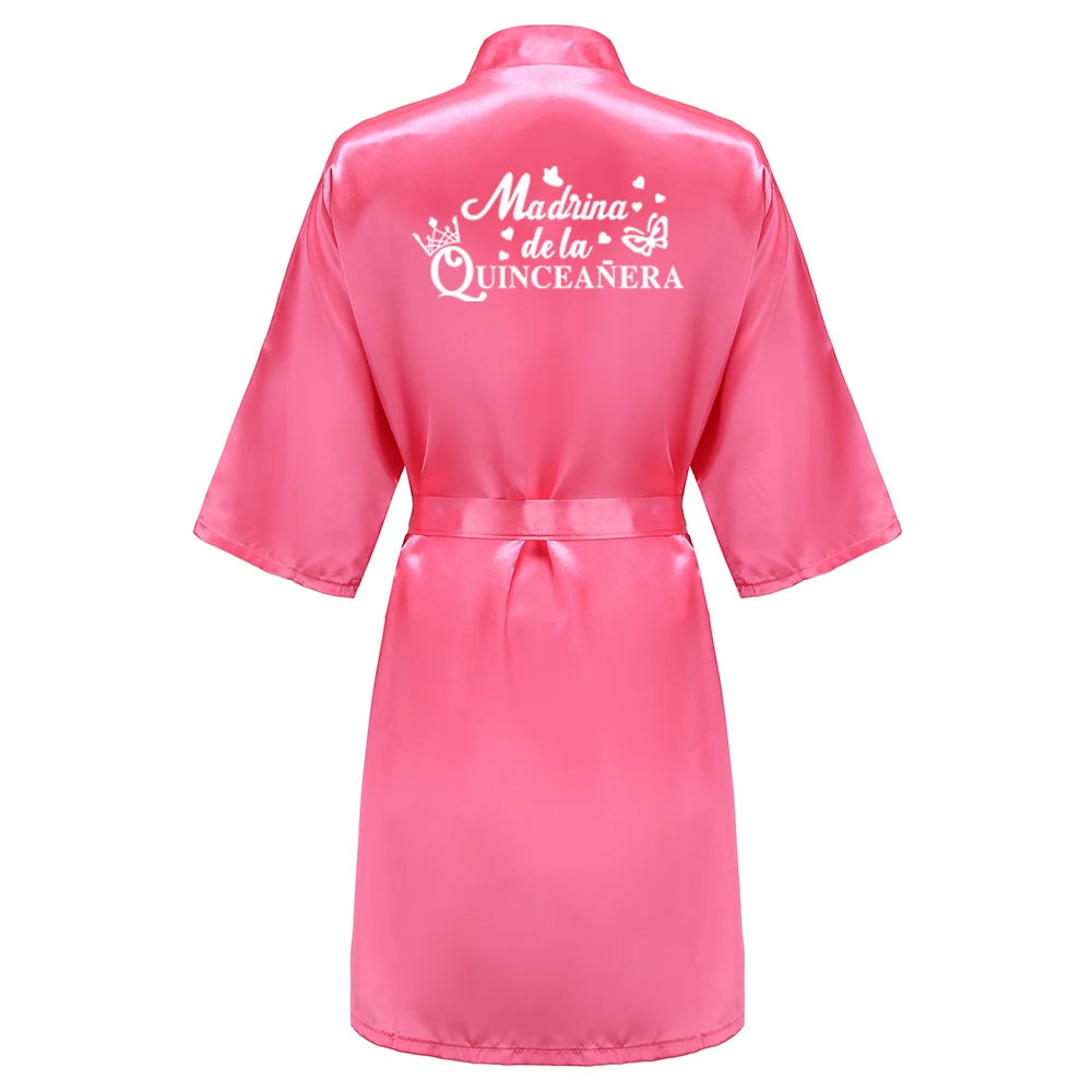 Mis15 Años Robe 15 Years Girl Birthday Party Robes Quinceanera Robe Mis XV Bathrobe Silkly Nightgown