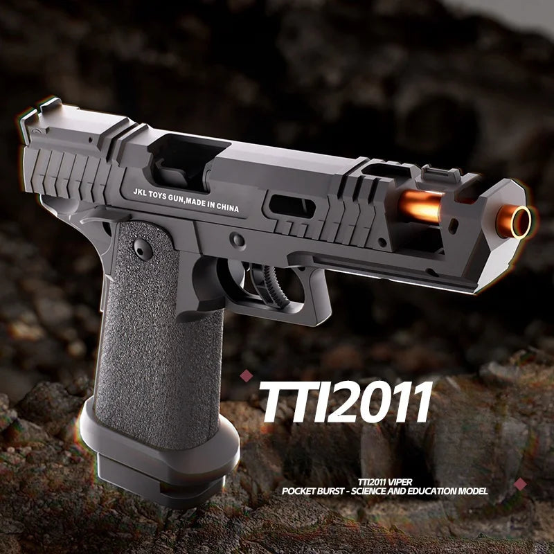 TTI 2011 Pistol Shell Throwing Continuous Firing Blowback Soft Bullet Gun Empty Hanging Birthday Gift