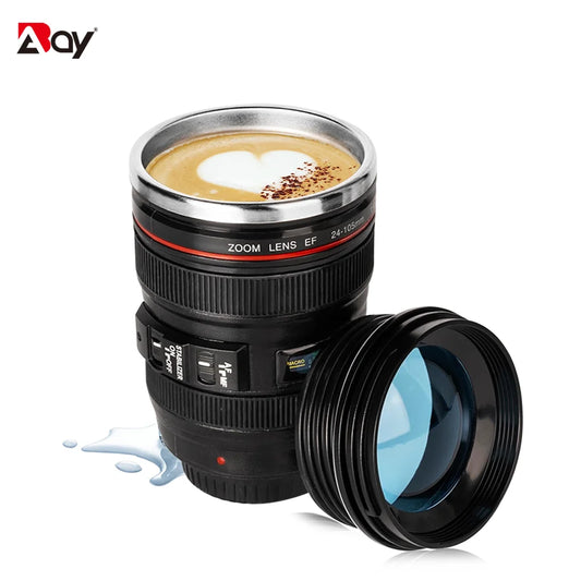 Water Bottle Camera Len Coffee Cup Travle Mug Thermal Cup Stainless Steel Tumbler Cup With Lid Leak Proof Vacuum Flask Drinkware
