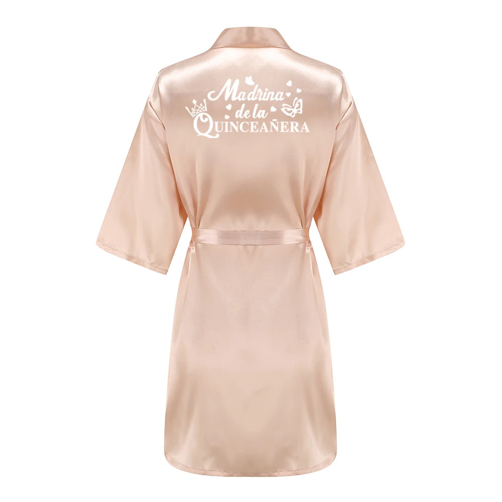 Mis15 Años Robe 15 Years Girl Birthday Party Robes Quinceanera Robe Mis XV Bathrobe Silkly Nightgown