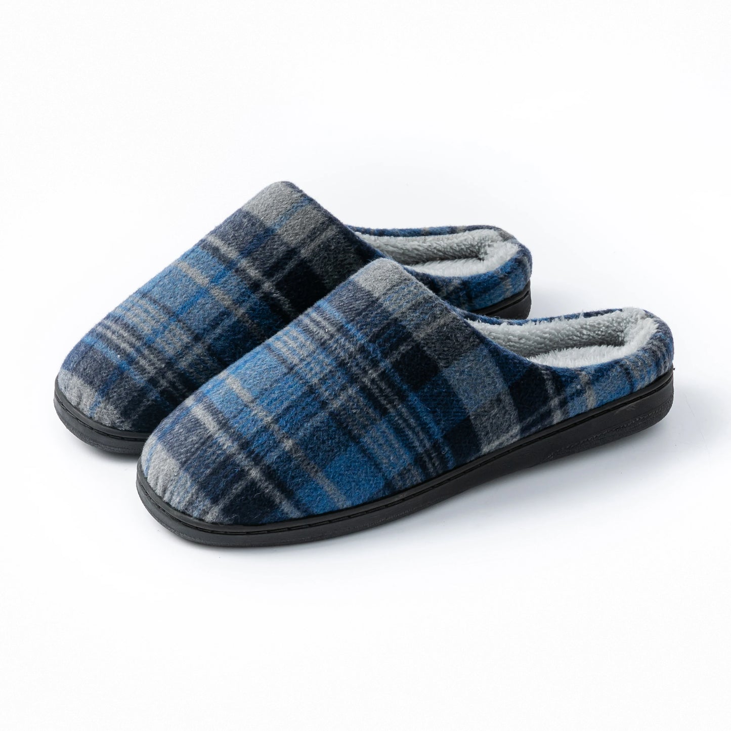 Pmoiste Soft Felt Plaid House Slippers Men Comfortable Warm Memory Foam Cushion Designer Living Room Shoes Slip-on Winter Indoor