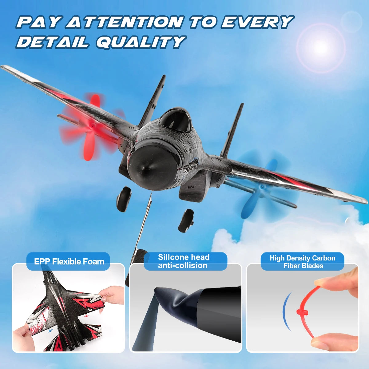 SU27 RC Plane 2.4G 2CH Remote Control Flying Glider With LED Lights EPP Foam Airplane Toys For Children Gifts