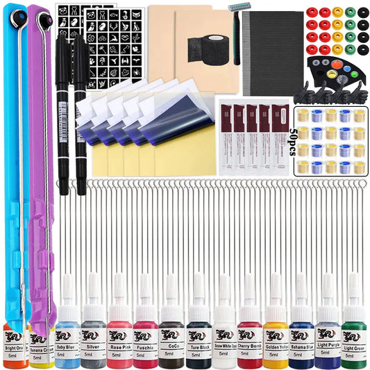 DIY Tattoo Hand Poke and Stick Kit Tool Tattoo Needle Poke Tool for Body Arts Tattoo Beginners Practice Set Needle Holder Tools