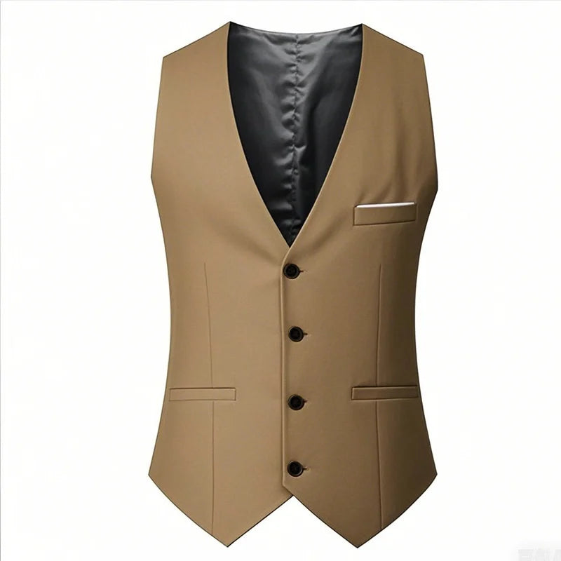 M-7XL Spring/summer Man Suit Vest Sleeveless Vest with Adjustable Waist Single Breasted Solid Color Business Suit Vest Wedding