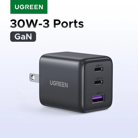 【US Plug】UGREEN 30W GaN Charger Mini PD 3.0 USB C Phone Charger For iPhone 17 16 15 Pro Max Samsung S25 Xiaomi Tablet iPad Air