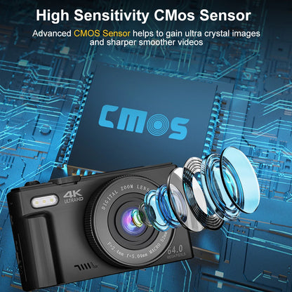 Ourlife AC600 Digital Camera 4K 64MP UHD Cameras 18X Digital Zoom 180° Flip Screen Vintage Vlogging Camera for YouTube Autofocus