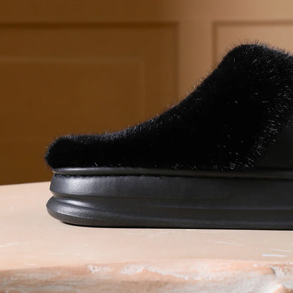 Warm Waterproof PU Slippers Men EVA Memory foam Platform Cushion Soft Comfortable Living Room Shoes High Quality