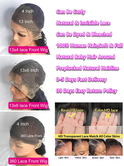 250 Density 30 40 Inch Bone Straight 13x4 13x6 Hd Lace Frontal Wigs For Women 360 Pre Plucked Lace Wig Human Hair Lace Front Wig