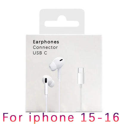 Wired Earphones Type c Earbuds for Apple Lightning Headphones with Line Iphone 5 6 8 7 Plus X XS MAX XR 10 11 12 13 14 Pro 15 16
