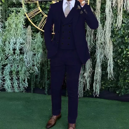 Men's slim-fit three-piece suit，Three-piece set of vest, blazer and trousers，Ideal for weddings, business and formal occasions