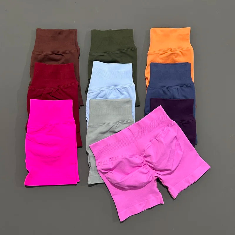 HISTELLO Impact Shorts 4.5" Women Fitness Sports Biker Shorts Low Waist Gym Short Workout Scrunch Butt Yoga Seamless Leggings